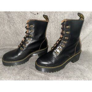 Women's Shoes Dr. Martens LEONA Leather Lace Up Platform Boots 22601001 Size 8